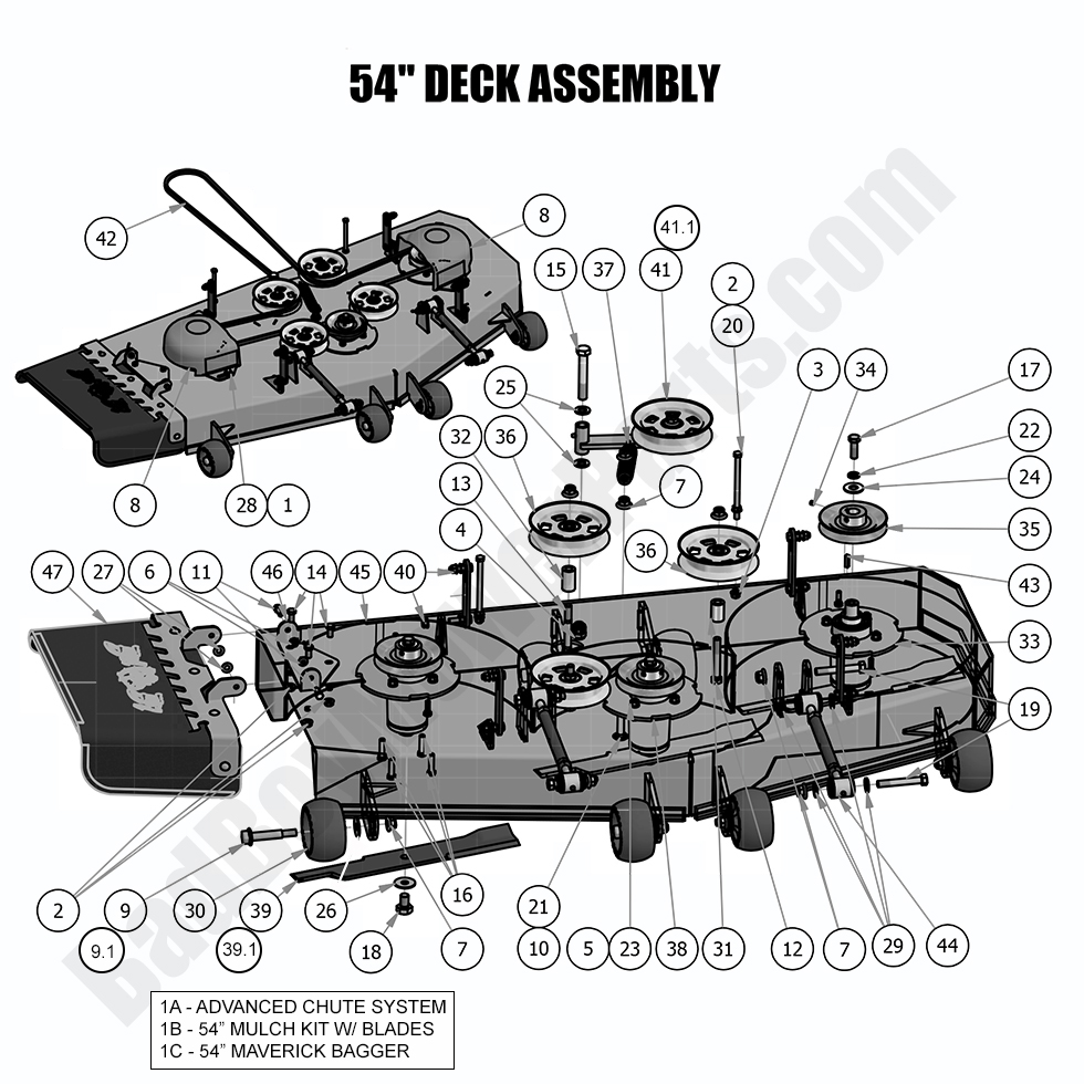 1740 - Bad Boy Mower Parts Lookup > 2018 > Maverick > 54\" Deck Assembly